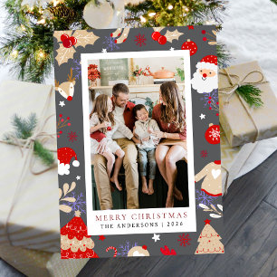 Cartes Pour Fêtes Annuelles Elégant cadre simple Famille de Noël 1 Photo