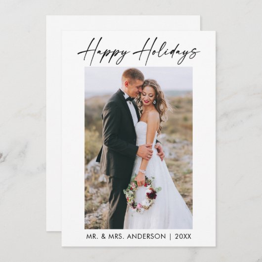 Cartes Pour Fêtes Annuelles Élégant Calligraphie Enk Script Mariage photo (Devant / Derrière)