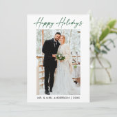 Cartes Pour Fêtes Annuelles Élégant calligraphie vert encre Script Mariage pho (Debout devant)