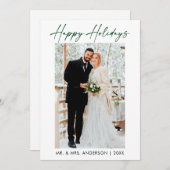 Cartes Pour Fêtes Annuelles Élégant calligraphie vert encre Script Mariage pho (Devant / Derrière)