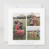 Cartes Pour Fêtes Annuelles Elégant Carré Triple Photo Joyeux Nouvel An (Devant)
