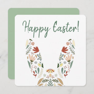 Cartes Pour Fêtes Annuelles Élégant Chic Bunny Floral Salutations de Pâques