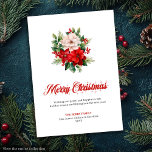 Cartes Pour Fêtes Annuelles Elegant Christmas Bouquet Script Font Greeting<br><div class="desc">✅ For matching items search #12S in my collections ✅ Send heartfelt holiday wishes with this Red Poinsettia Christmas Greeting Card Collection, blending classic elegance with modern festive charm. Featuring watercolor Christmas flowers, botanical poinsettia bouquets, and vintage red and white floral designs, each card captures the beauty and warmth of...</div>