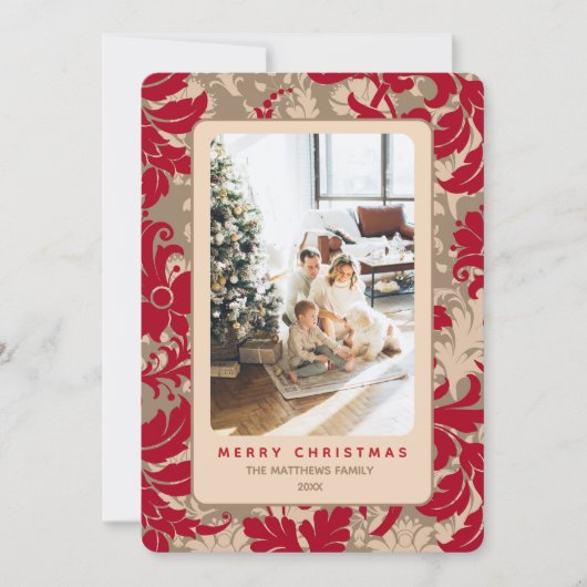 Cartes Pour Fêtes Annuelles Elegant Christmas Floral Custom Photo (Devant)