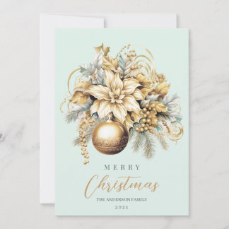 Cartes Pour Fêtes Annuelles Elégant classique menthe or luxe bouquet de Noël