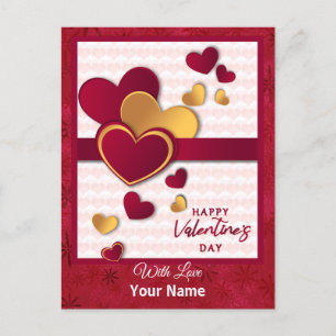 Cartes Pour Fêtes Annuelles Elégant Coeurs Rouge et Or Valentine's Day Design