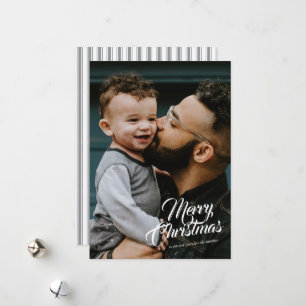 Cartes Pour Fêtes Annuelles Élégant Coin Ruban Joyeux Script de Noël