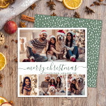 Cartes Pour Fêtes Annuelles Élégant Collage de photos Green Script Snowy Chris<br><div class="desc">Calligraphie moderne minimaliste élégante Blanc et Sage Vert 4 Photo Collage Joyeux Noël Calligraphie Script Carte de vacances. Ce modèle festif, mimimaliste, fantasque de quatre (4) cartes de vacances photo présente un joli collage photo et dit "Joyeux Noël"! Le texte de salutation "Joyeux Noël" est écrit dans une belle main...</div>