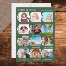 Élégant Collage personnalisé de 12 photos vert fon