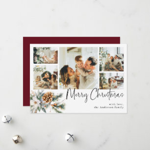 Cartes Pour Fêtes Annuelles Élégant collage photo et botanique Noël rouge