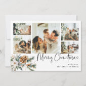 Cartes Pour Fêtes Annuelles Élégant collage photo et botanique Noir Noël (Devant)