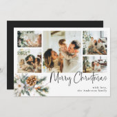 Cartes Pour Fêtes Annuelles Élégant collage photo et botanique Noir Noël (Devant / Derrière)