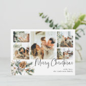 Cartes Pour Fêtes Annuelles Élégant collage photo et botanique Noir Noël (Debout devant)