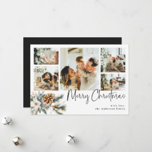 Cartes Pour Fêtes Annuelles Élégant collage photo et botanique Noir Noël