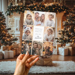 Cartes Pour Fêtes Annuelles Elégant Collage Photo Noël personnalisé<br><div class="desc">Capturez la magie de Noël et envoyez vos voeux de vacances à votre famille et vos amis cette année avec ce carte photo de vacances moderne avec votre message, nom de famille, année et huit de vos photos préférées. Conseil du concepteur : Modifiez la couleur de l'arrière - plan pour...</div>