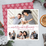 Cartes Pour Fêtes Annuelles Élégant Collage Rouge Blanc Snowflakes Noël<br><div class="desc">Élégante calligraphie moderne Minimaliste Snowflakes Blanc et Rouge 4 Photo Collage Joyeux Noël Calligraphie Script Carte de vacances. Ce modèle festif, mimimaliste, fantasque de quatre (4) cartes de vacances photo présente un joli collage photo et dit "Joyeux Noël"! Le texte de salutation "Joyeux Noël" est écrit dans une belle main...</div>