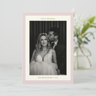 Cartes Pour Fêtes Annuelles Élégant Couple de Mariage Rose Deux Photo Noël