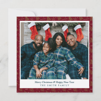 Cartes Pour Fêtes Annuelles Élégant Crimson Red Christmas Salutations avec pho
