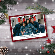 Élégant Crimson Red Christmas Salutations avec pho