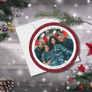 Cartes Pour Fêtes Annuelles Élégant Crimson Red Christmas Salutations avec pho