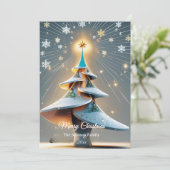 Cartes Pour Fêtes Annuelles Elegant Custom Modern 3D Tree Christmas (Debout devant)