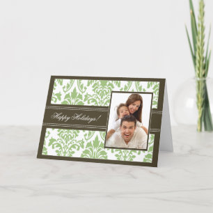 Cartes Pour Fêtes Annuelles Elegant Damask Happy Holidays Card (brown/sage)