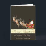 Cartes Pour Fêtes Annuelles Élégant Deers Santa Claus<br><div class="desc">Des cerfs élégants avec le Père Noël en traîneau et un arrière - plan noir font de cet endroit une carte de voeux de Noël ou de vacances parfaite pour les amis et la famille.</div>
