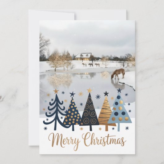 Cartes Pour Fêtes Annuelles Elegant Design featuring a tranquil winter scene (Devant)