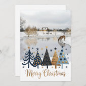 Cartes Pour Fêtes Annuelles Elegant Design featuring a tranquil winter scene (Devant / Derrière)