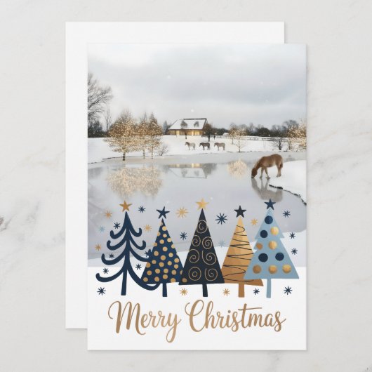 Cartes Pour Fêtes Annuelles Elegant Design featuring a tranquil winter scene (Devant / Derrière)