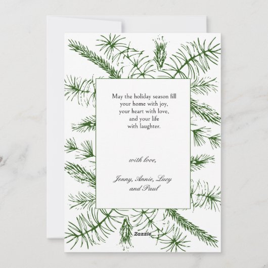 Cartes Pour Fêtes Annuelles Élégant écrit Rustique Pin Boho Photo Noël (Dos)