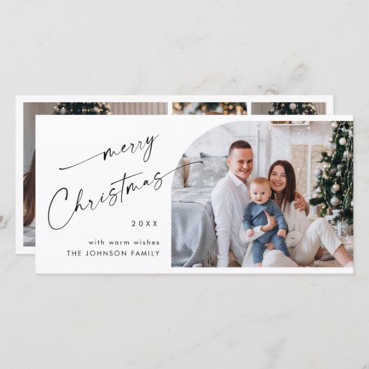 Cartes Pour Fêtes Annuelles Élégant élégant 4 PHOTO Noël Salutation (Devant / Derrière)