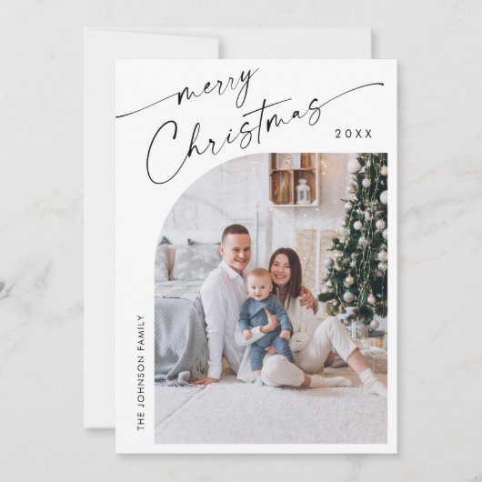 Cartes Pour Fêtes Annuelles Élégant élégant 5 PHOTO Noël Salutation (Devant)