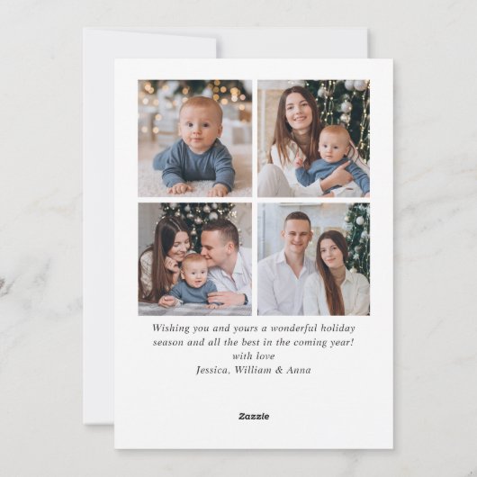 Cartes Pour Fêtes Annuelles Élégant élégant 5 PHOTO Noël Salutation (Dos)