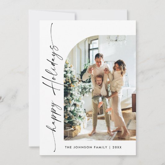 Cartes Pour Fêtes Annuelles Élégant élégant 5 PHOTO Noël Salutation (Devant)