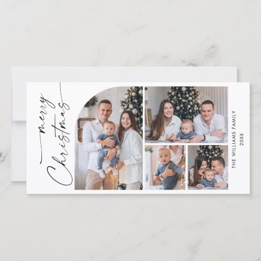 Cartes Pour Fêtes Annuelles Élégant Élégant 7 PHOTO Noël Salutation (Devant)