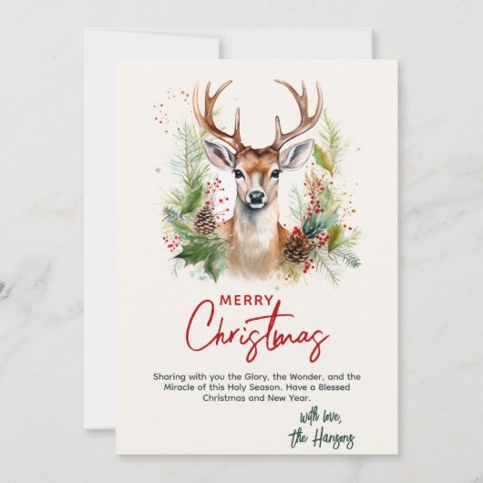 Cartes Pour Fêtes Annuelles Elégant et élégant Cerf Noël Vert sur mesure (Devant)