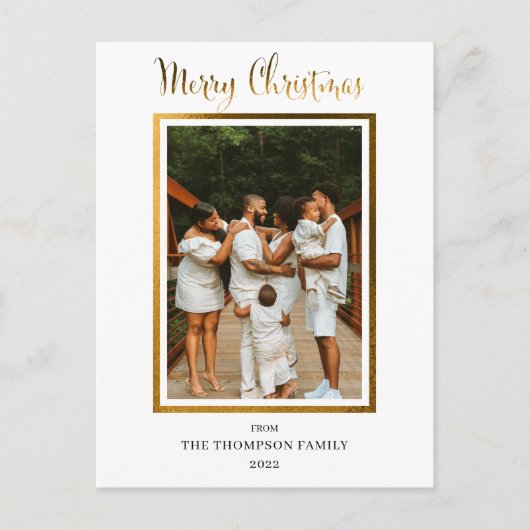 Cartes Pour Fêtes Annuelles Elégant et élégant Faux Foil Photo Joyeux Noël (Devant)