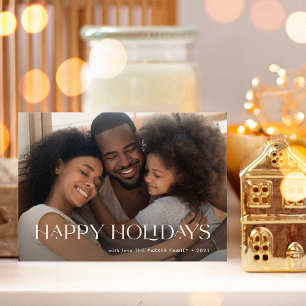 Cartes Pour Fêtes Annuelles Elegant et Joyuses Fêtes   Une Photo Bleu Marine