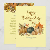 Cartes Pour Fêtes Annuelles Elegant Fall Thanksgiving Card (Devant / Derrière)