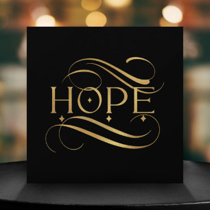 Cartes Pour Fêtes Annuelles Élégant Faux Gold Hope Calligraphie Script sur Bla