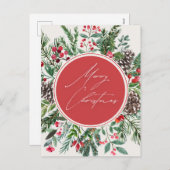 Cartes Pour Fêtes Annuelles Élégant feuillage de Noël (Devant / Derrière)