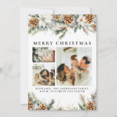 Cartes Pour Fêtes Annuelles Élégant feuillage de pin | Noël botanique noir (Devant)