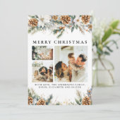 Cartes Pour Fêtes Annuelles Élégant feuillage de pin | Noël botanique noir (Debout devant)