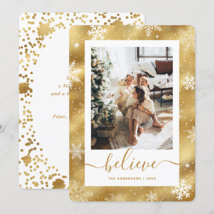 Cartes Pour Fêtes Annuelles Elégant Fléau de neige photo Gold