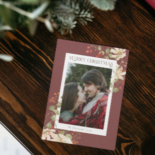 Cartes Pour Fêtes Annuelles Elégant Fleur sauvage Aquarelle Joyeux Noël