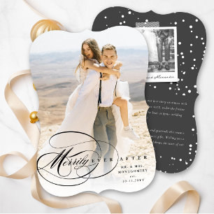 Cartes Pour Fêtes Annuelles Élégant Fleurit Merrily Jamais Après Mariage Photo