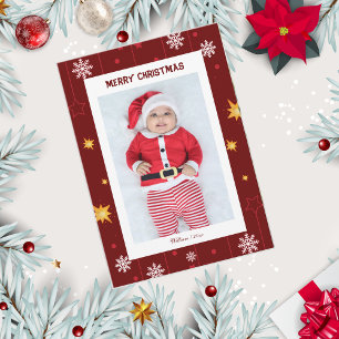 Cartes Pour Fêtes Annuelles Élégant Flocon de neige Bébé Joyeux Noël Photo