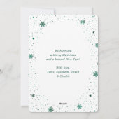 Cartes Pour Fêtes Annuelles Élégant Flocon de neige photo vert (Dos)