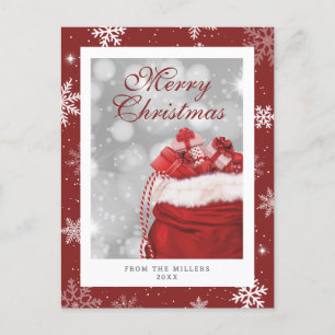 Cartes Pour Fêtes Annuelles Élégant Flocon de neige rouge moderne Joyeux Noël